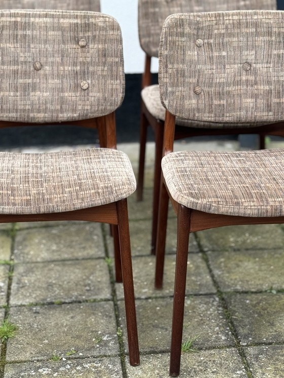 Image 1 of 4x Vintage Teakhouten Eetkamerstoelen