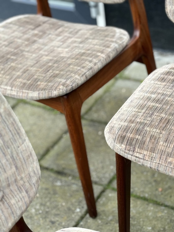 Image 1 of 4x Vintage Teakhouten Eetkamerstoelen