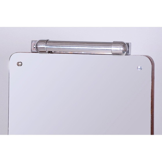 Image 1 of Vintage Art Deco spiegel van glas en walnoot door Robert Slezak, Tsjecho-Slowakije 1930