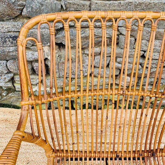 Image 1 of Vintage rotan en metalen fauteuil, 1960