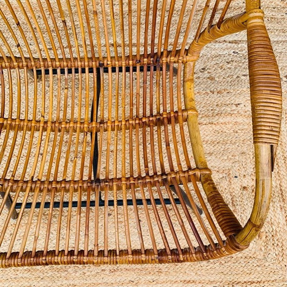 Image 1 of Vintage rotan en metalen fauteuil, 1960