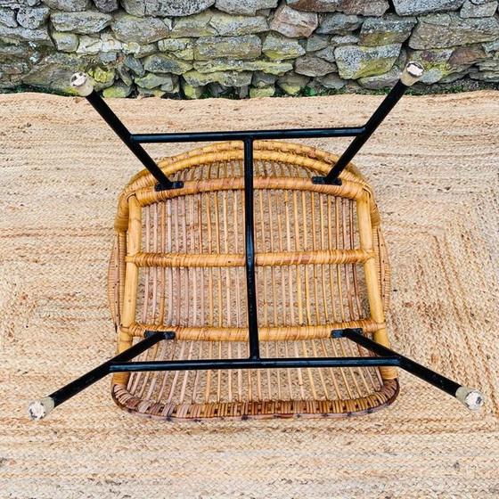 Image 1 of Vintage rotan en metalen fauteuil, 1960