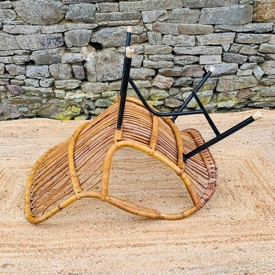 Image 1 of Vintage rotan en metalen fauteuil, 1960