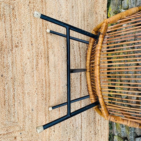 Image 1 of Vintage rotan en metalen fauteuil, 1960