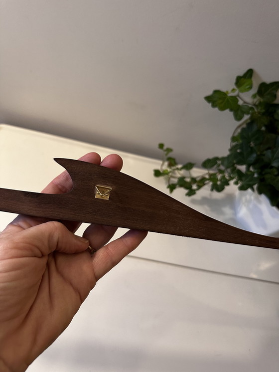 Image 1 of Notenhouten Mid Century Wandvogel