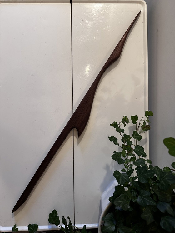 Image 1 of Notenhouten Mid Century Wandvogel