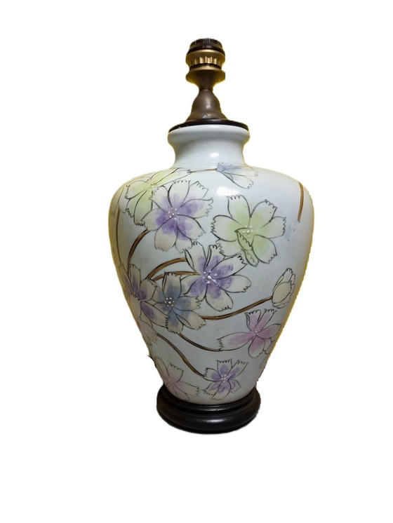 Image 1 of Vintage vaas tafellamp met bloemen