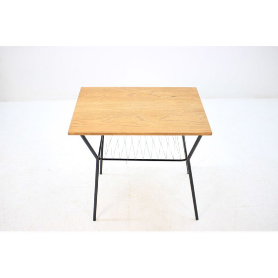 Image 1 of Vintage eiken en metalen salontafel, Tsjechië 1960