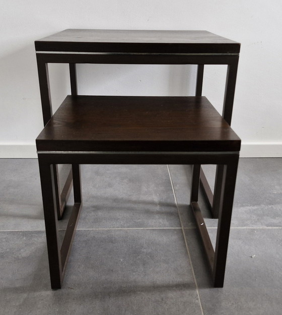 Image 1 of Vintage Bijzettafels, 'Nested Tables', Donkerbruin - Wengé