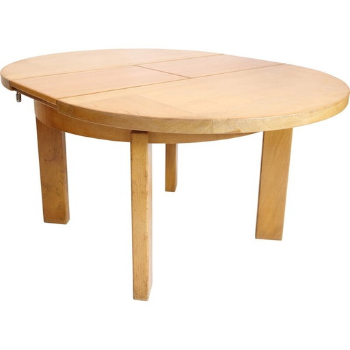 Vintage ronde tafel met verlengblad van Maison Regain, 1970