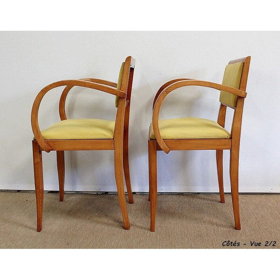 Image 1 of Paar vintage massief beukenhouten brugstoelen, 1950-1960