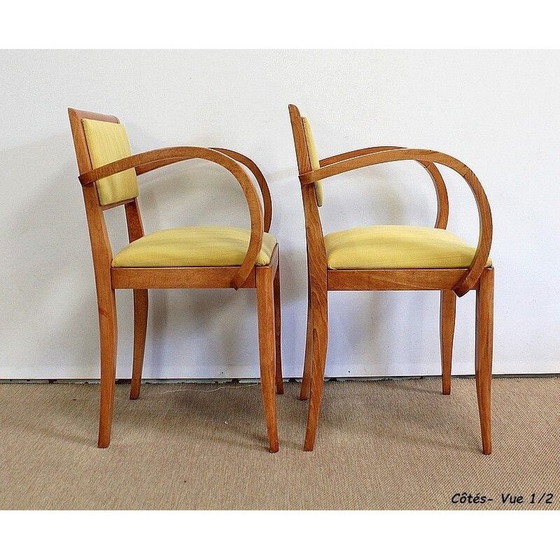 Image 1 of Paar vintage massief beukenhouten brugstoelen, 1950-1960