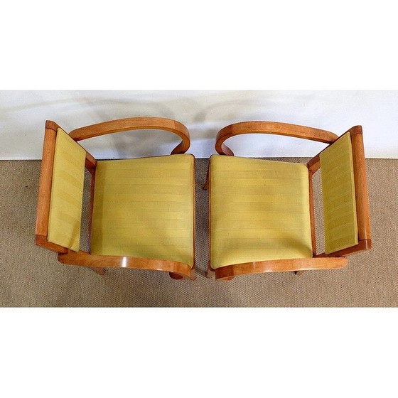 Image 1 of Paar vintage massief beukenhouten brugstoelen, 1950-1960