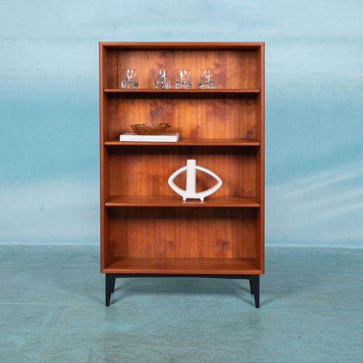 Vintage design hoge boekenkast teak, Midmod bookcase Sweden