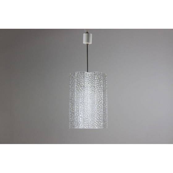 Image 1 of Vintage metalen en glazen plafondlamp van Kamenický Šenov