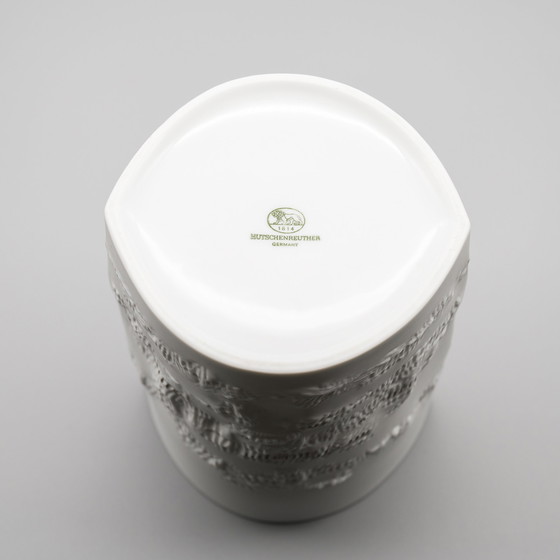 Image 1 of Chique Hutschenreuther Bisque Porseleinen Vaas Duo Wit Mat Goud Highlights Mcm