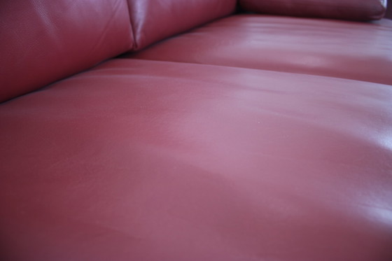 Image 1 of Rolf Benz Ego Bank Met Kruk Slip Leer Rood Driezitsbank