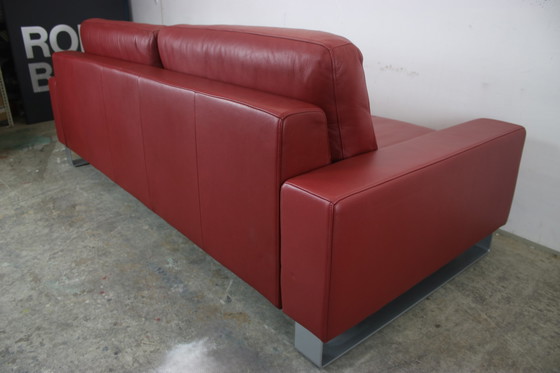 Image 1 of Rolf Benz Ego Bank Met Kruk Slip Leer Rood Driezitsbank