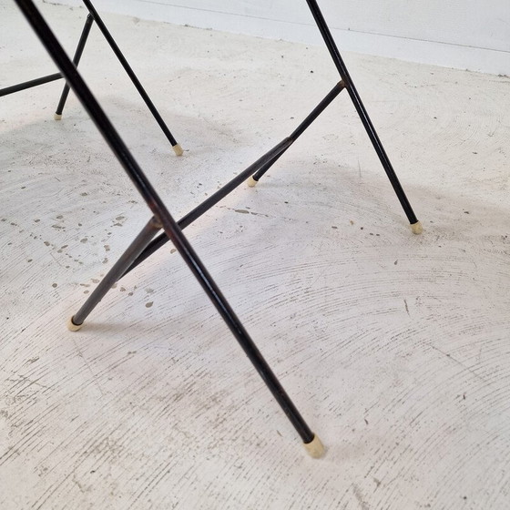 Image 1 of Paar vintage bijzettafeltjes van metaal en hout voor Pilastro, jaren 1960