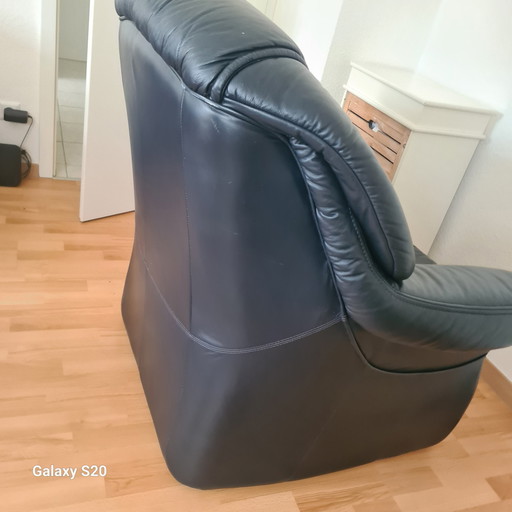 1 X Elastoform lederen relaxfauteuil donkerblauw