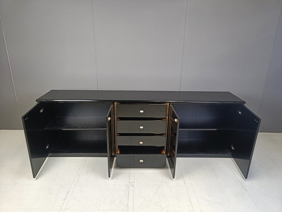 Image 1 of Vintage zwart gelakt dressoir, 1980S