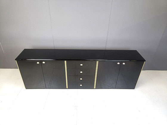 Image 1 of Vintage zwart gelakt dressoir, 1980S