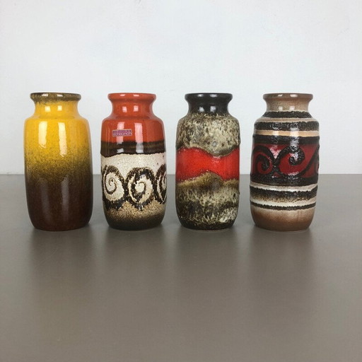 Set van 4 vintage keramieken vazen door Scheurich, Duitsland 1970
