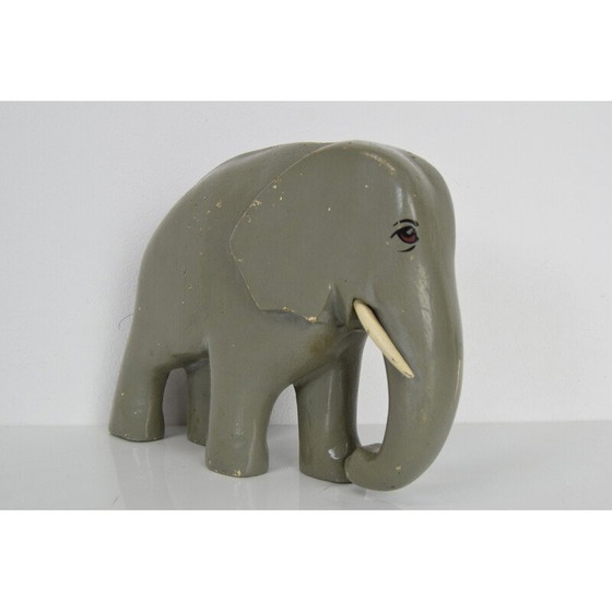 Image 1 of Art Deco vintage sculptuur hout Olifant, Tsjecho-Slowakije jaren 1930