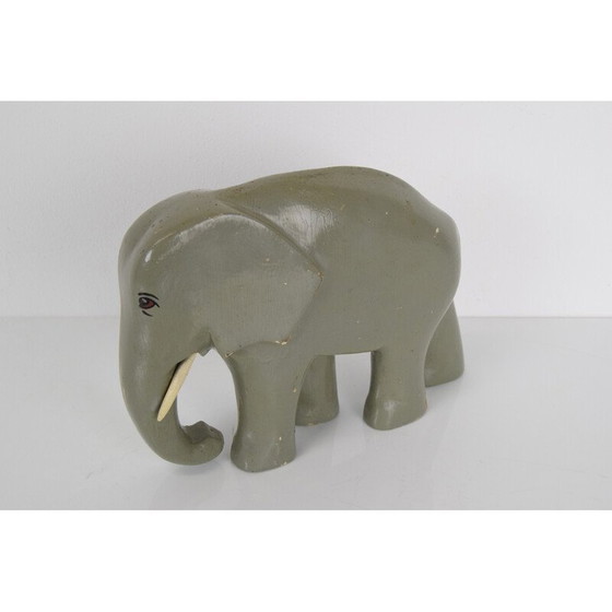 Image 1 of Art Deco vintage sculptuur hout Olifant, Tsjecho-Slowakije jaren 1930