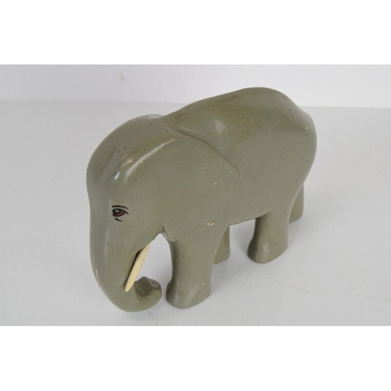 Image 1 of Art Deco vintage sculptuur hout Olifant, Tsjecho-Slowakije jaren 1930