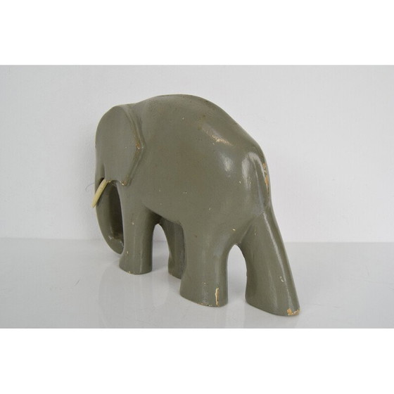 Image 1 of Art Deco vintage sculptuur hout Olifant, Tsjecho-Slowakije jaren 1930