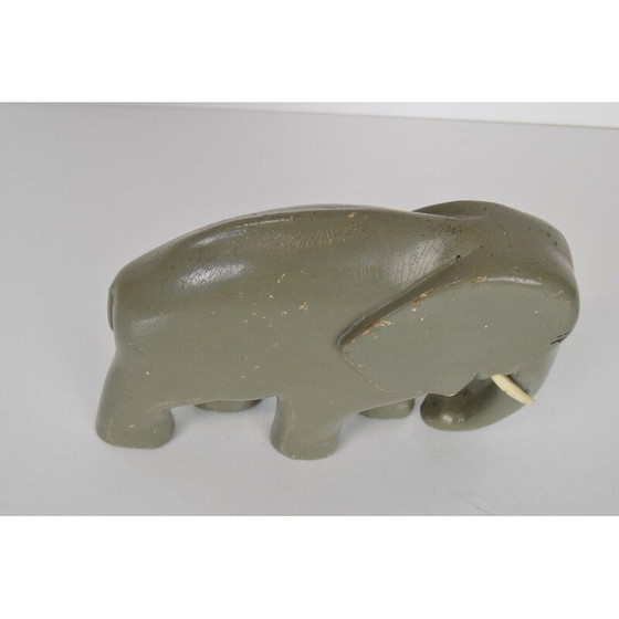 Image 1 of Art Deco vintage sculptuur hout Olifant, Tsjecho-Slowakije jaren 1930