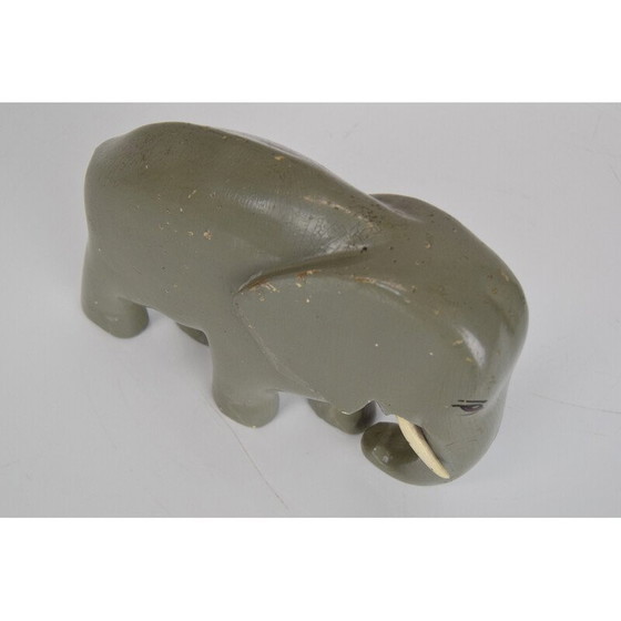 Image 1 of Art Deco vintage sculptuur hout Olifant, Tsjecho-Slowakije jaren 1930