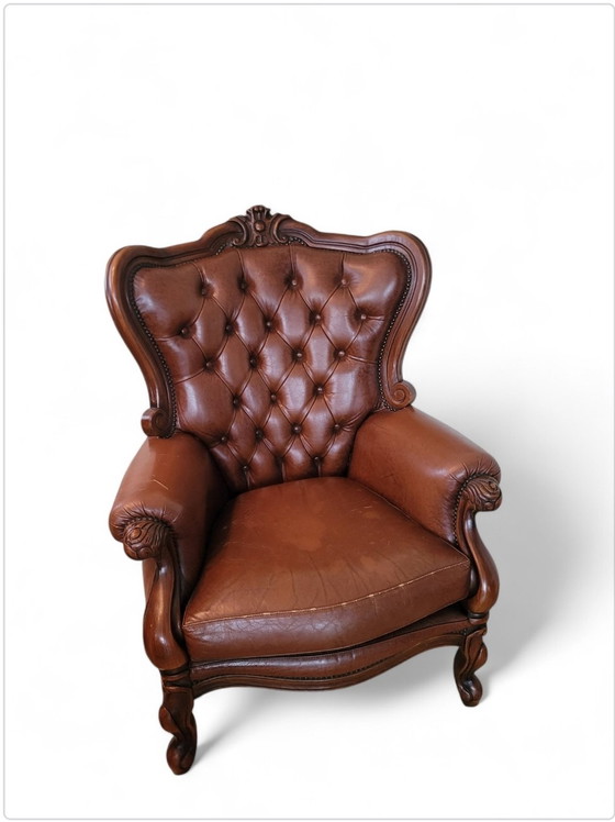 Image 1 of Vintage Chesterfield Wingchair Rococo Stijl