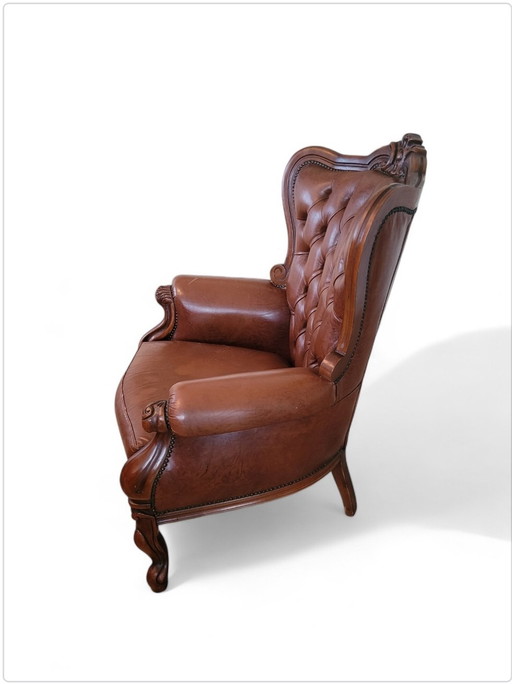 Vintage Chesterfield Wingchair Rococo Stijl