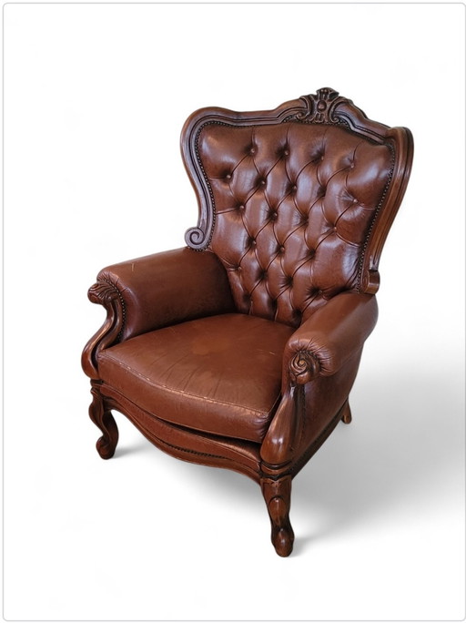 Vintage Chesterfield Wingchair Rococo Stijl