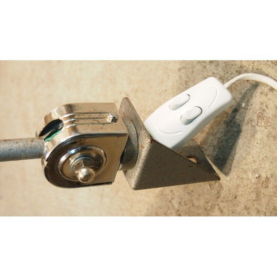 Image 1 of Vintage chromen en metalen dubbele verstelbare bureaulamp, 1950