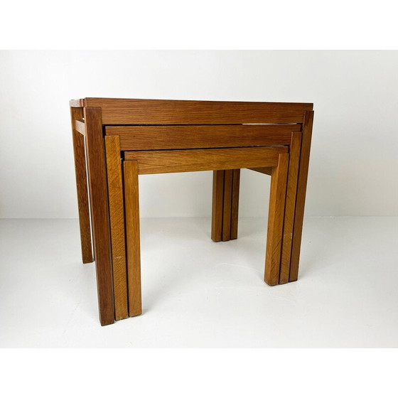 Image 1 of Set van 3 vintage Deense eiken tafels, jaren 1960