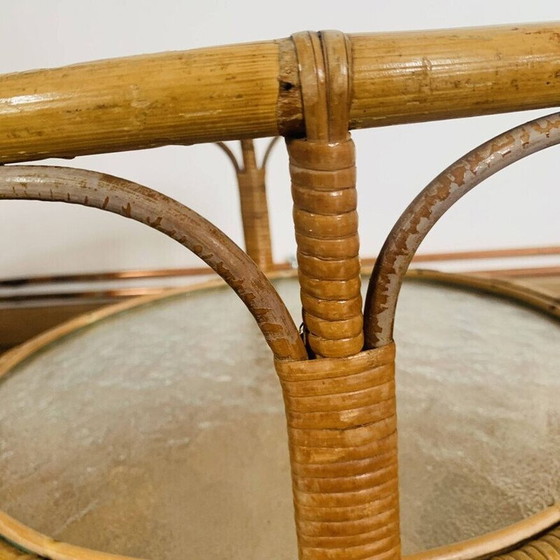 Image 1 of Vintage rotan en glazen salontafel voor Rohé Noordwolde, 1950