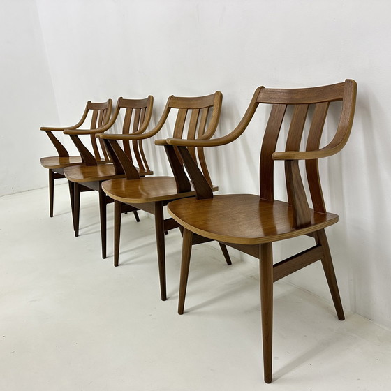Image 1 of Set van 4 Teak Multiplex De Groot Landeweer Eetkamerstoelen , 1960S