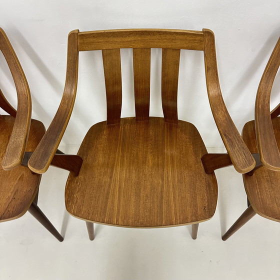 Image 1 of Set van 4 Teak Multiplex De Groot Landeweer Eetkamerstoelen , 1960S