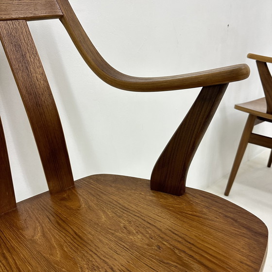 Image 1 of Set van 4 Teak Multiplex De Groot Landeweer Eetkamerstoelen , 1960S