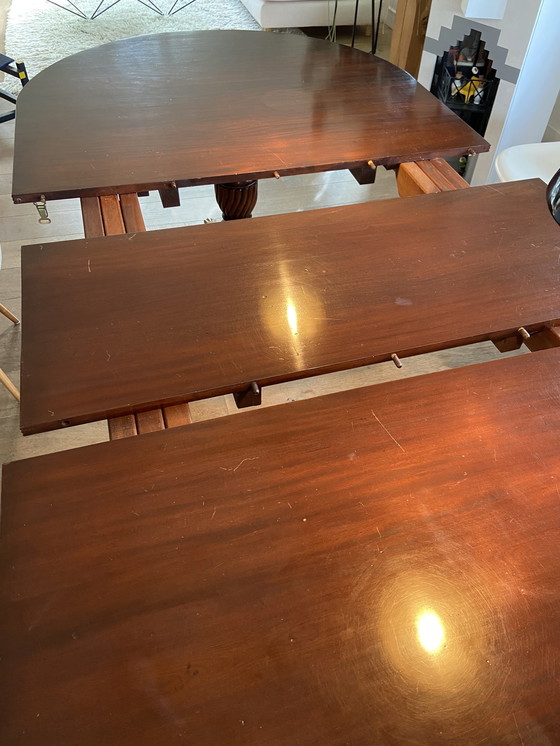 Image 1 of Vintage ovalen eettafel volhout mahonie