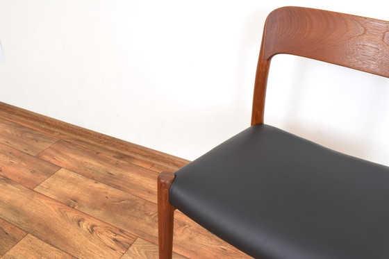 Image 1 of Mid Century Deense Teak & Lederen Eetkamerstoelen Model 75 Door N. O. Møller Voor J.L. Møller, 1960S, Set Van 4