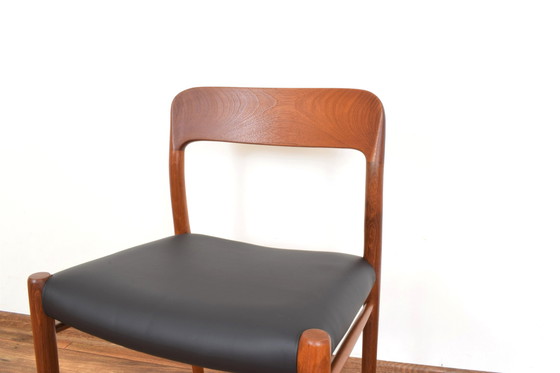 Image 1 of Mid Century Deense Teak & Lederen Eetkamerstoelen Model 75 Door N. O. Møller Voor J.L. Møller, 1960S, Set Van 4