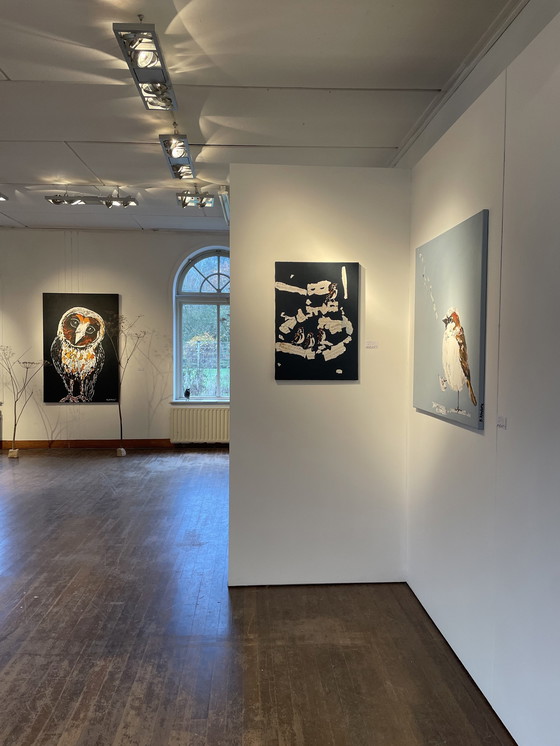 Image 1 of Schilderij Portret Van Een Kerkuil