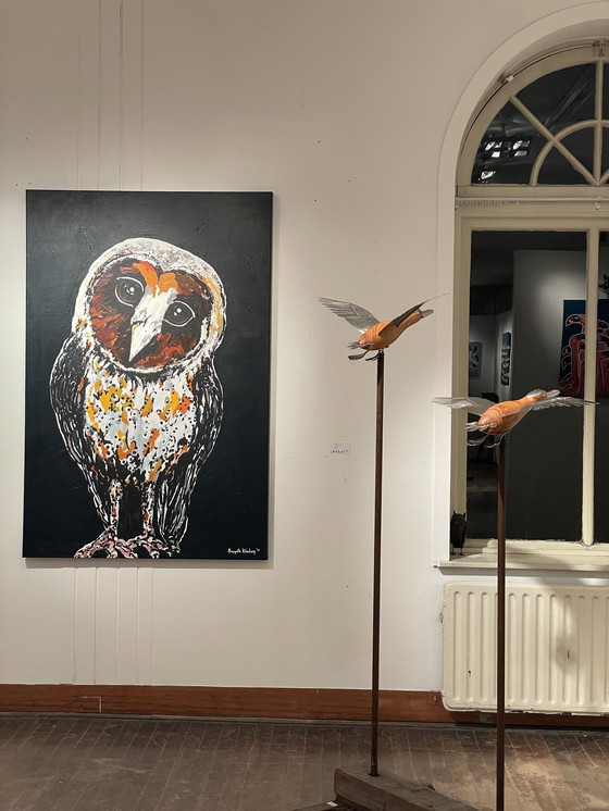 Image 1 of Schilderij Portret Van Een Kerkuil