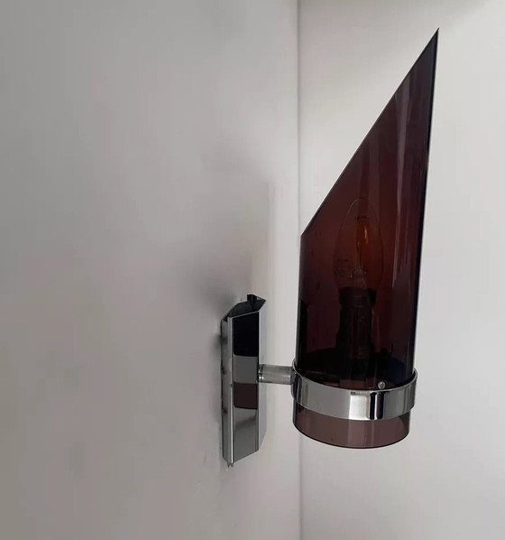 Image 1 of Wandlamp in chroom en gerookt Altuglas, Frankrijk 1970