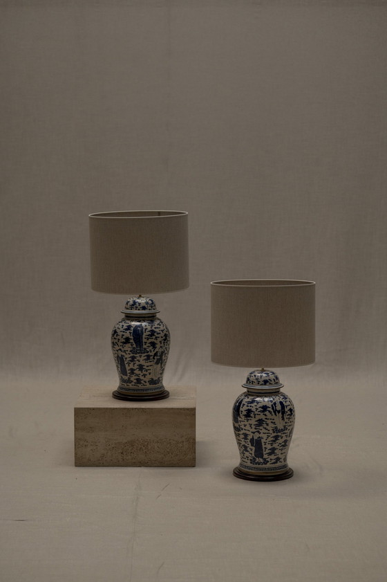 Image 1 of Chinese Blauw En Witte Tafellampen