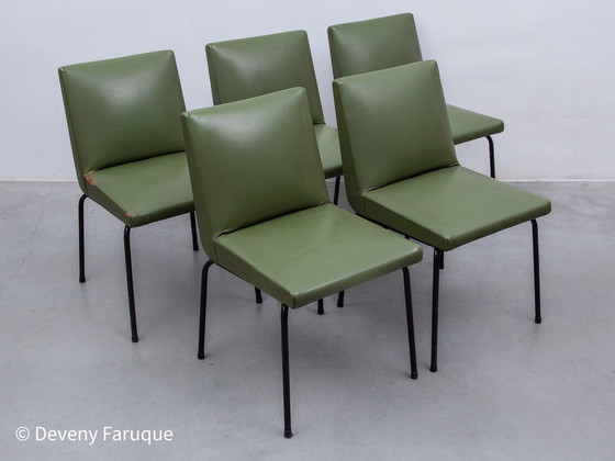 Image 1 of Set van vijf Pierre Guarich stoelen voor Meurop